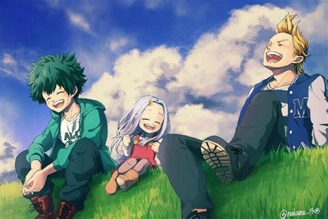 Two Anime Characters Sitting In The Grass