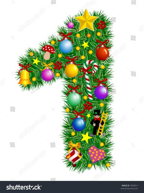 Number 1 Christmas Tree Decoration Part Stock Vector Royalty Free