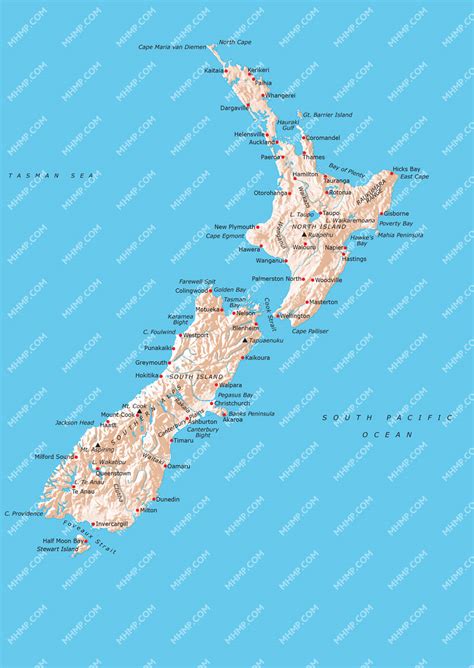 New Zealand Map Illustrator Mountain High Maps Plus