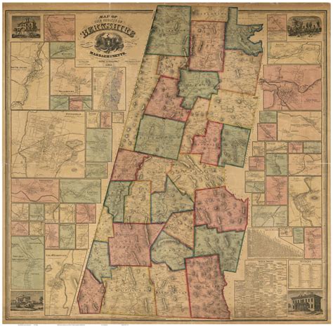 Map of Berkshire County, Massachusetts 1858 - Print of Wall Map