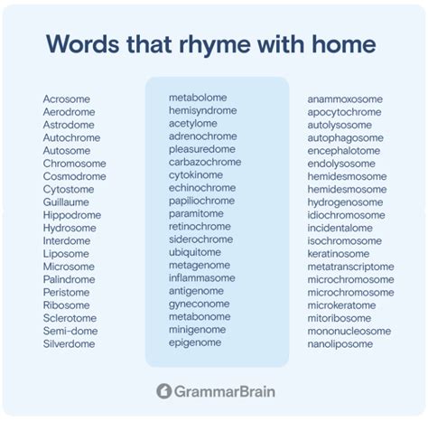 Words That Rhyme With Home 250 Rhymes To Use Grammarbrain