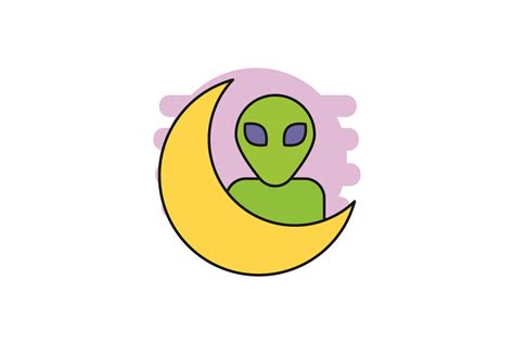 Space Icon Cute Aliens Color Outline Graphic By Workiestudio · Creative