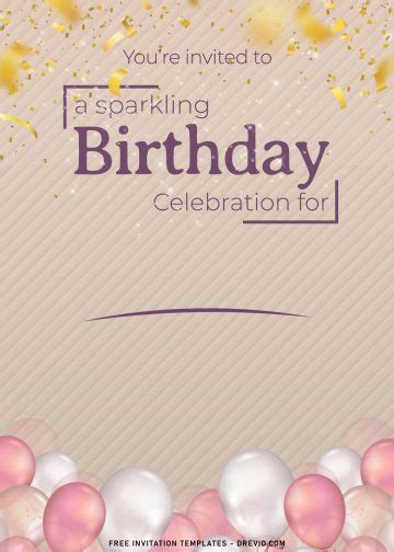 10 Aesthetic Sparkling Balloons Birthday Invitation Templates For Your