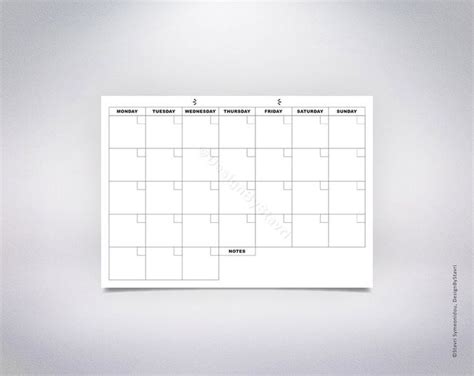 large box calendar templates printable
