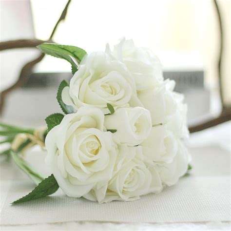 artificial rose bunch silk artificial flowers real touch for wedding home decor