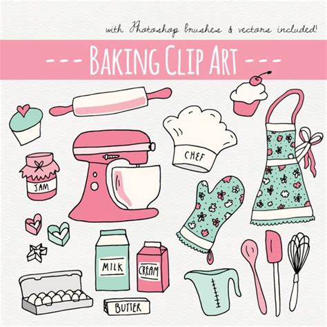 Baking Clipart Set Cake Clipart Digital Clip Art Kitchen Clipart