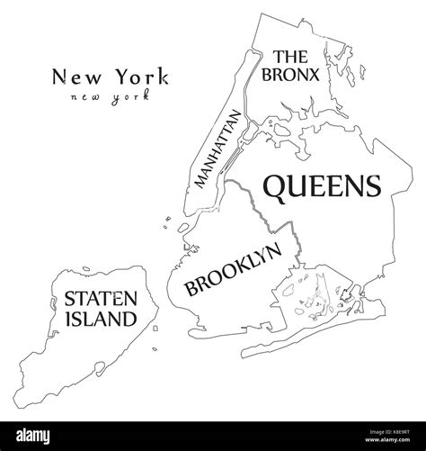Map Of New York City Boroughs Black And White Stock Photos And Images Alamy