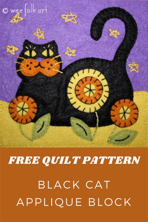 Free Quilt Pattern Black Cat Applique Block I Love Quilting Forever