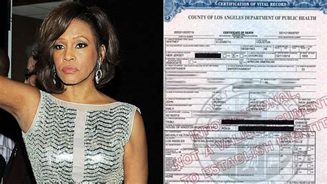 Whitney Houstons Death Certificate Details Entertainment Tonight