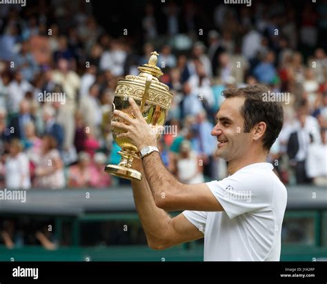 Roger Federer Holding Trophy After Winning Mens Singles Final Match At