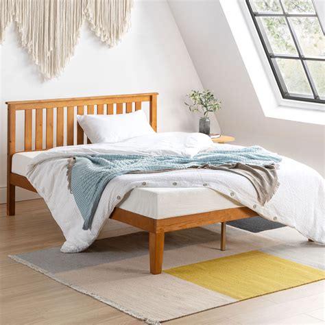 Mellow Marley Solid Wood Platform Bed With Paneled Headboard Natural