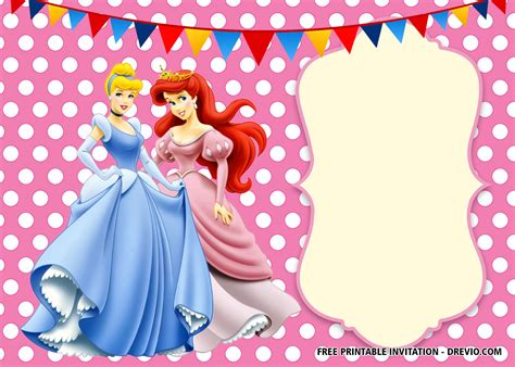 Free Printable Disney Princess Polkadot Invitation Templates Drevio