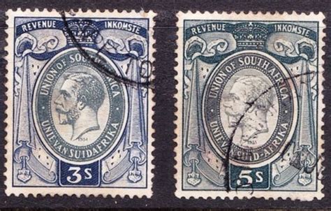 South Africa Kgv 3 And 5 Revenue Stamps Fu Hipstamp