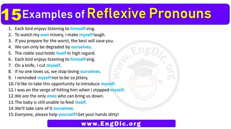 15 Examples Of Reflexive Pronouns In Sentences Engdic