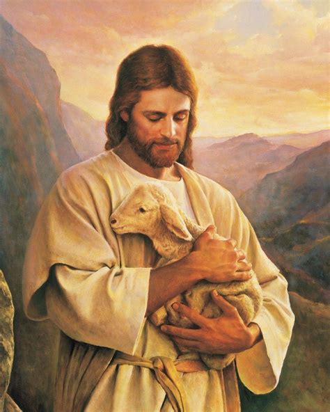 Jesus Christ Holding Baby Lamb 8 X 10 Fine Art Christian Reprint Art