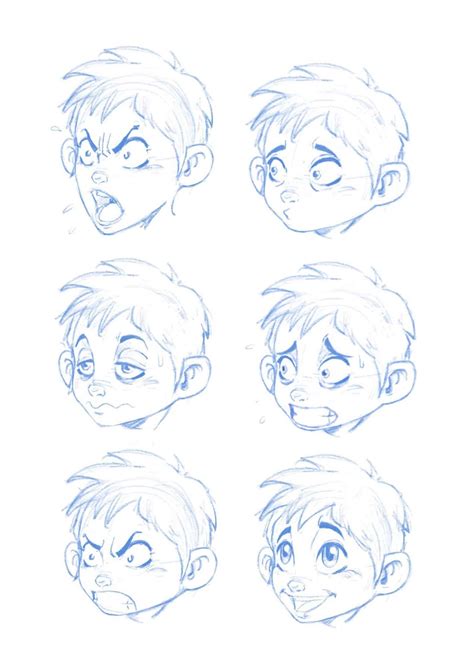 how to draw face expressions cartoon ~ drawing cartoon facial expressions and head gestures