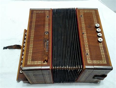 Vintage Antique M Hohner Wood Case Melodian 1 Row Button Accordeon