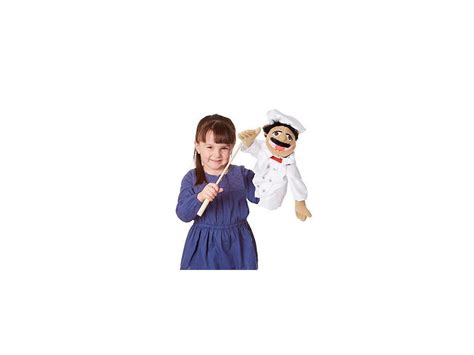 Melissa And Doug Chef Puppet With Detachable Wooden Rod Puppets And Puppet