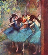 Cuadro "Bailarinas de azul" de Degas, obra impresionista.