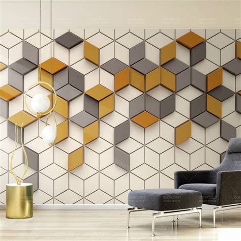 Free Shipping Square Mosaic Geometric Pattern 3d Wallpaper