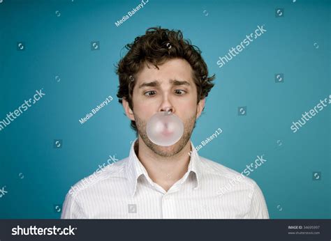 Man Blowing Bubble With Gum Stock Photo 34695997 Shutterstock