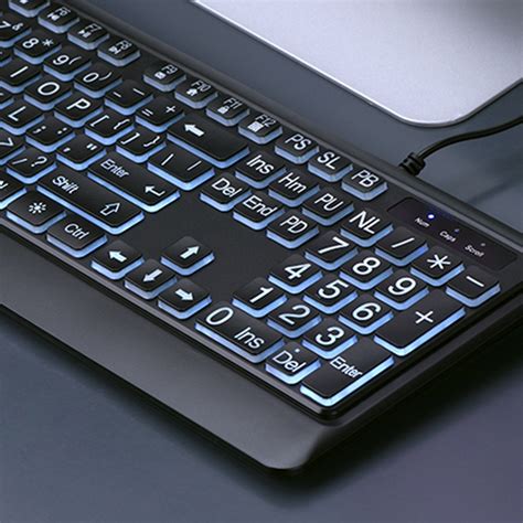 Large Font Print Usb Led Backlit Keyboard 104 Keys Standard Full Size