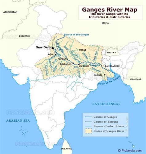 Río Ganges En La India Mapa De La India Ganga Mapa Del Río En El Sur