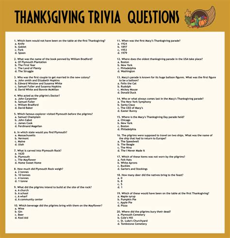 5 Best Free Trivia Questions Printable Thanksgiving Images