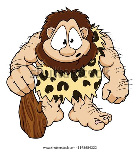 Caveman Funny Cute Cartoon Character Graphic Stock Vector Royalty Free