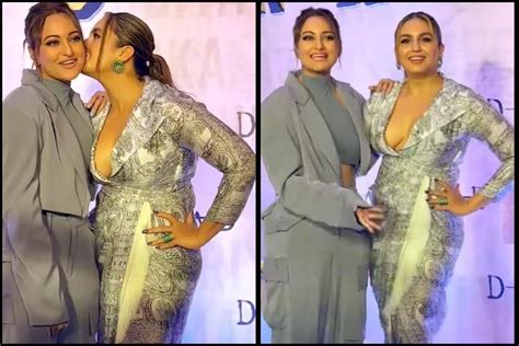 Vulgar Huma Qureshi Goes Bold In Braless Plunging Neckline Outfit Plants Kiss On Sonakshi