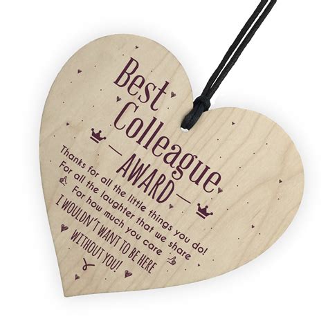 Best Colleague Award Hanging Heart Plaque Work Friendship Friend Sign