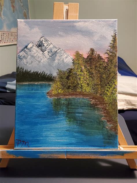 My First Attempt At A Bob Ross Painting Using Acrylics Instead Of Oil