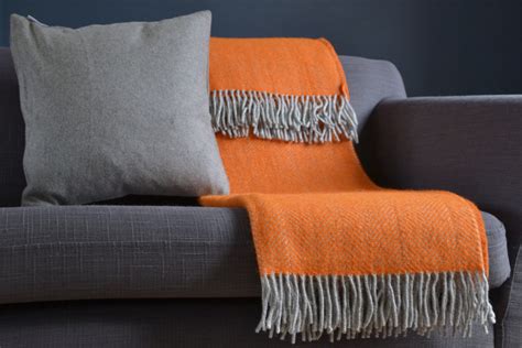 The British Blanket Company Orange Herringbone Throw