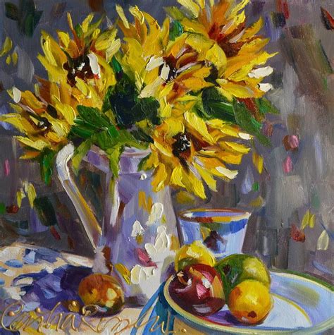 Sunflowers ~ Sold Painting By Cecilia Rosslee Saatchi Art