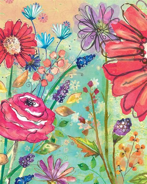 Watercolor Flower Painting By Lori Siebert Colorful Whimsical Mixed