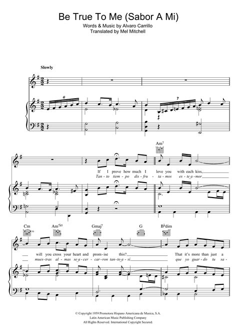 Sabor A Mi Be True To Me Partituras Doris Day Piano Voz Y