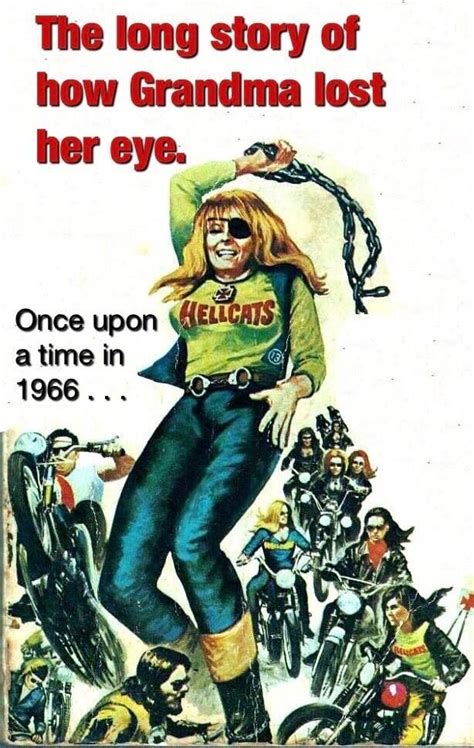 an old movie poster with a woman on a motorbike in front of a group of bikers