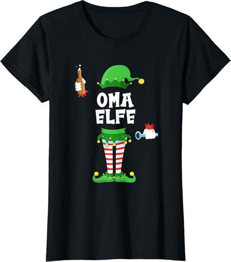 Damen Oma Elfe Partnerlook Bier Saufen Weihnachten Familien T Shirt Amazon De Fashion