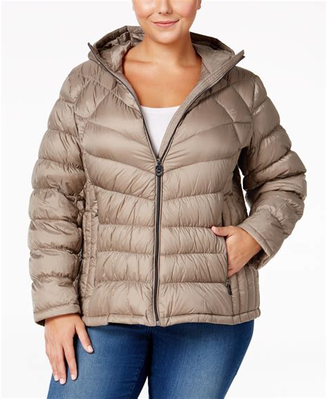Michael Michael Kors Plus Size Packable Down Hooded Puffer Coat Only