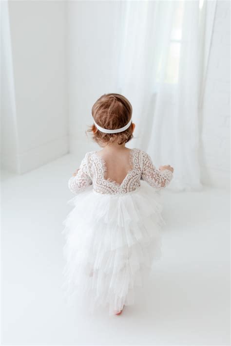 Boho White Lace Flower Girl Dress Romantic Toddler Tulle Etsy