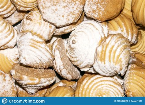 Shortbread Cookies In Powdered Sugarthe Background Of Shortbread