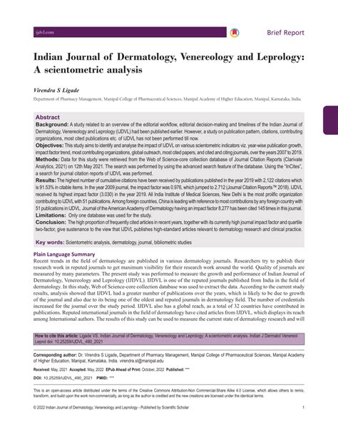Pdf Indian Journal Of Dermatology Venereology And Leprology A