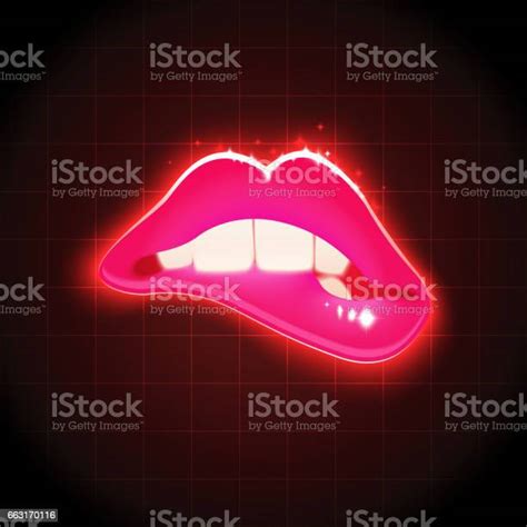 Vector Woman Biting Lips Retro Illustration Stock Illustration