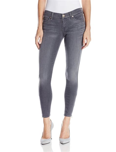 7 For All Mankind Women S Skinny With Ankle Zips Jean In Grey Sateen