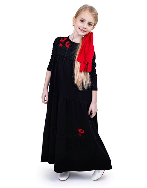Girls Maxi Dress Shabbos Robe With Red Poppies Thelingerieshopny