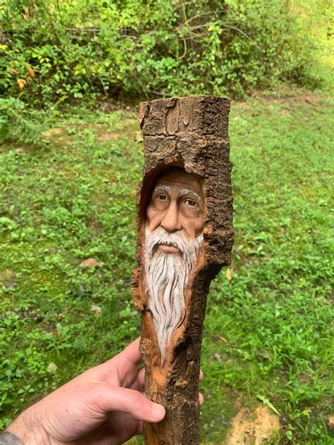 Wood Carving Wizard Hand Carved Wood Art By Josh Carte Made In Ohio Wood Wall Art Old Man