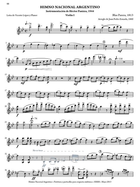 Himno Nacional Argentino Partitura Para Orquesta Entretenimiento