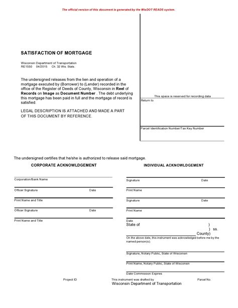 39 Free Satisfactions Of Mortgage Forms Letters Form Example Download