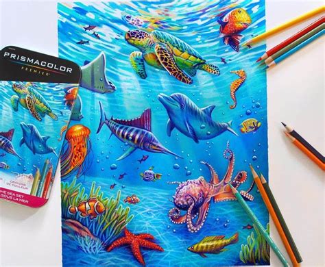 Glowing Colorful Drawings Sea Drawing Under The Sea Drawings
