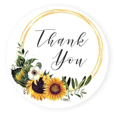 Wreath Sunflower Thank You Sticker Labels Set Of 30 Adore By Nat